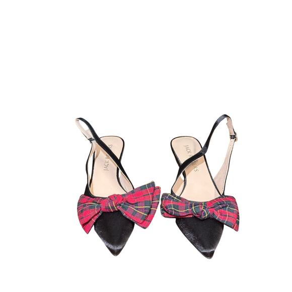 Jack Rogers Debra Satin Tartan Plaid Bow Slingback Kitten Heel Pumps size 9 - Picture 3 of 8